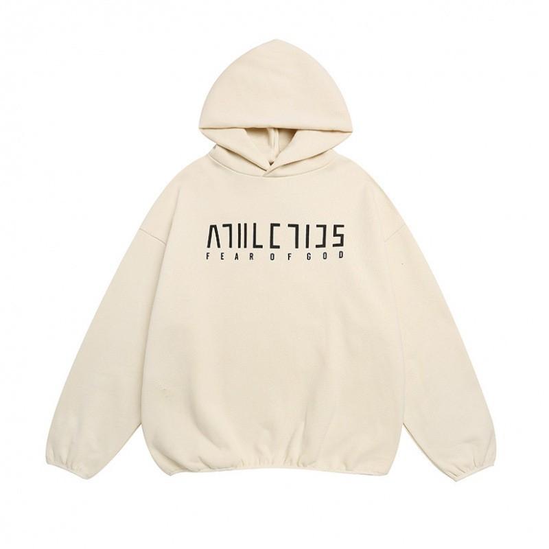 Unisex Streetwear Hoodie With Bold Letter Print Oversized Fit Fleece-Lined Cotton Sweatshirt