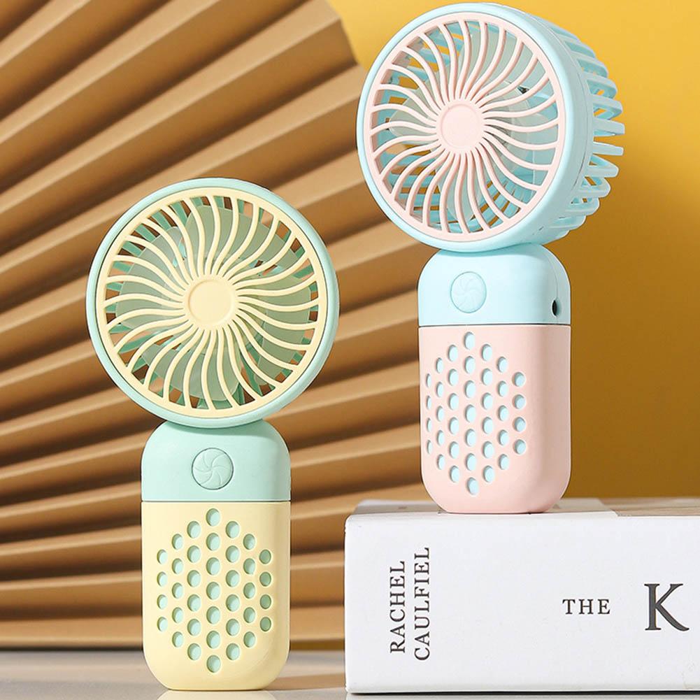 Handheld Fan With Base+USB Charging Cable Outdoor Travel Portable Fan USB Rechargeable Student Pocket Fan