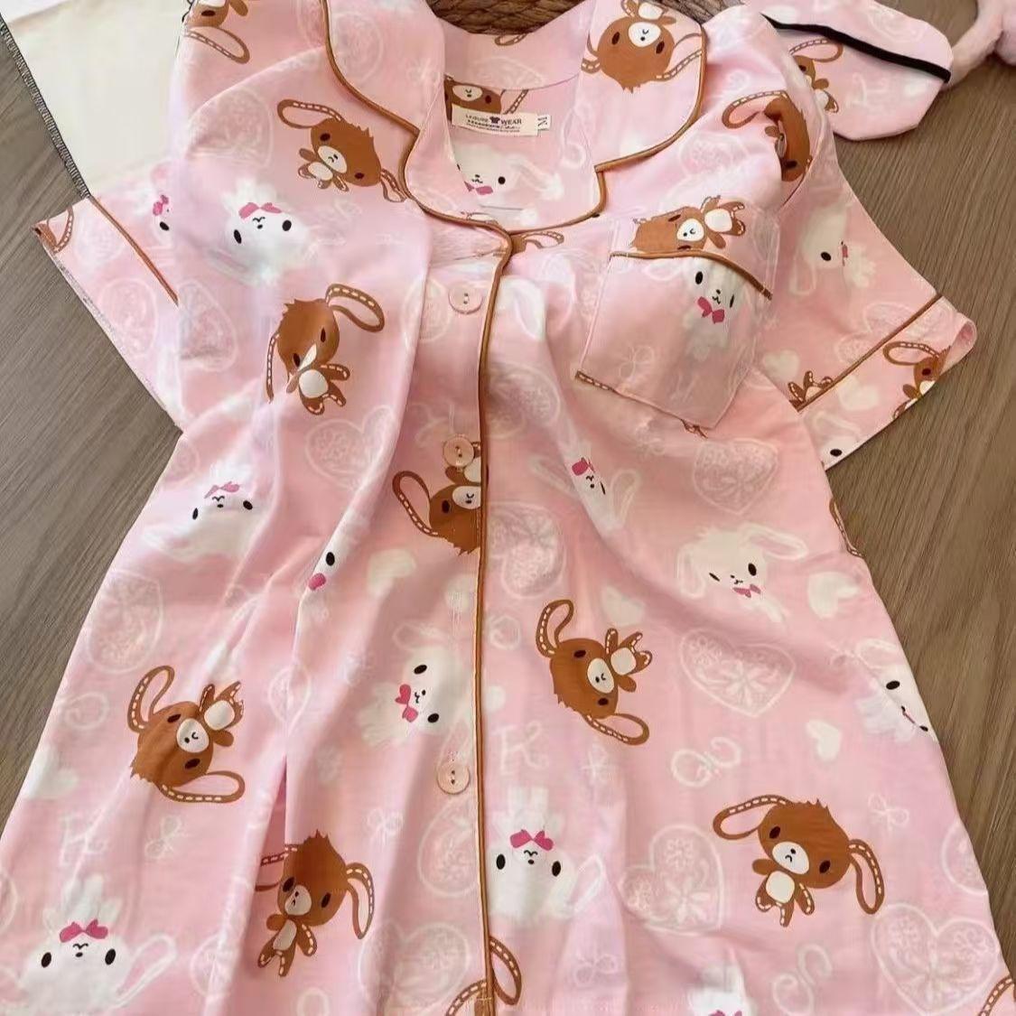 

Dessert rabbit summer pajamas women s new short-sleeved shorts summer Korean version of Internet celebrity loungewear suit outside s [recommended weight 40-47.5kg ]