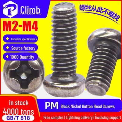 Șuruburi de mașină cu cap pan din oțel carbon placat cu nichel negru - Mărimi M2, M2.5, M3, M4