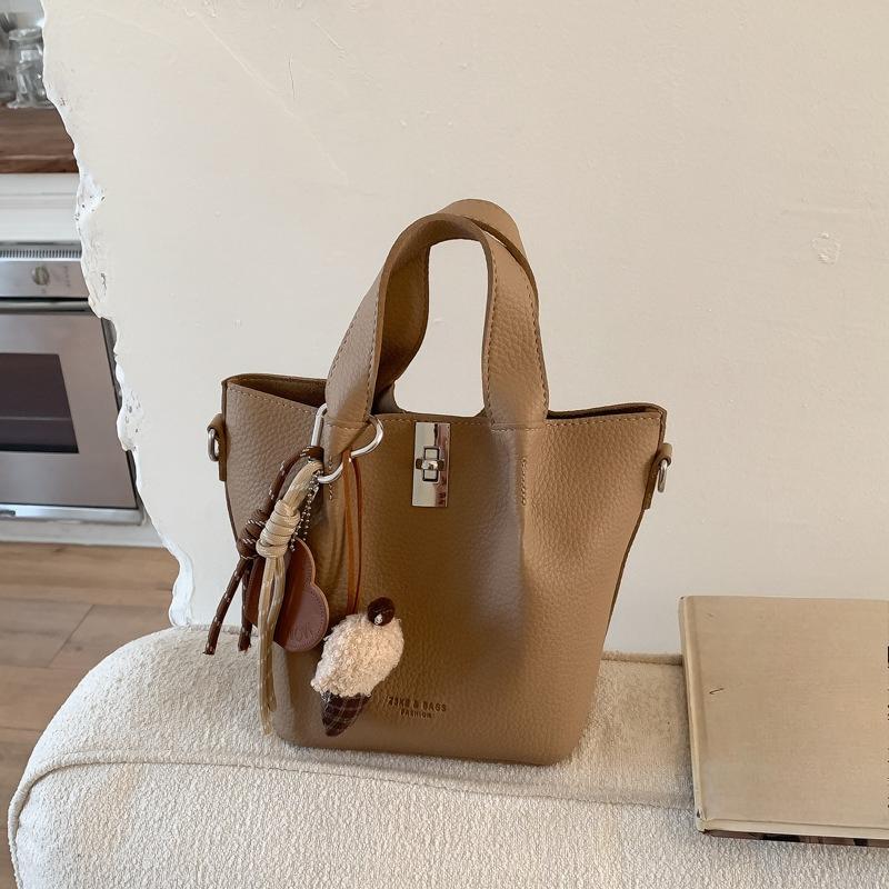 Single Shoulder Bag, Fashionable Handbag, High-end Bucket Bag, Women's Small Clutch Bag, Lychee Pattern Handbag