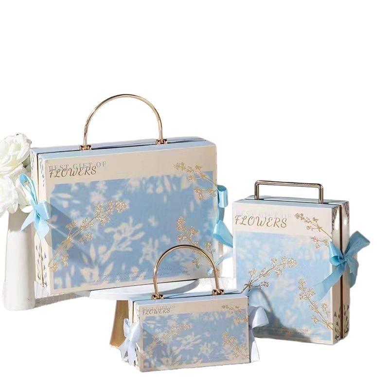 Luxurious European-Style Chinese Wedding Candy Gift Box with Hot Stamped Metal Handle