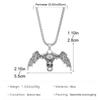Dark Gothic Retro Sliver Color Skull Bat Wings Pendant Necklace for Women Men Hip-hop Long Sweater Chain Hallowmas Jewelry Gifts