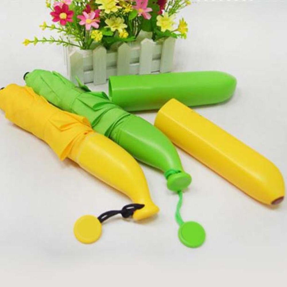 

Solid Color Creative Fruit Folding Umbrellas Sun Protection Cartoon Children s Umbrella Students жовтий