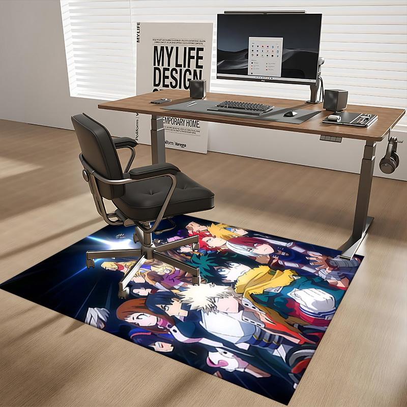 1pc My Hero Academia Theme Chair Mat - Anime Cartoon Design Office Desk Pad, Non-Slip Carpet for Home Decor, Suitable for All Seasons.T010