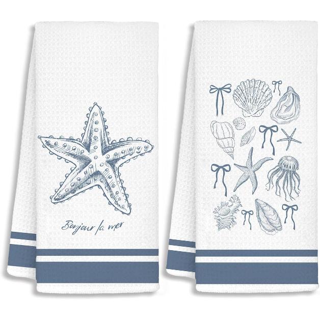 Vintage Coastal Beach Sardine Fish Kitchen Towels, Fish Gifts Hand Towel for Bathroom Decor,Ocean Nautical Sardine Dish Tea Towels for Kitchen,