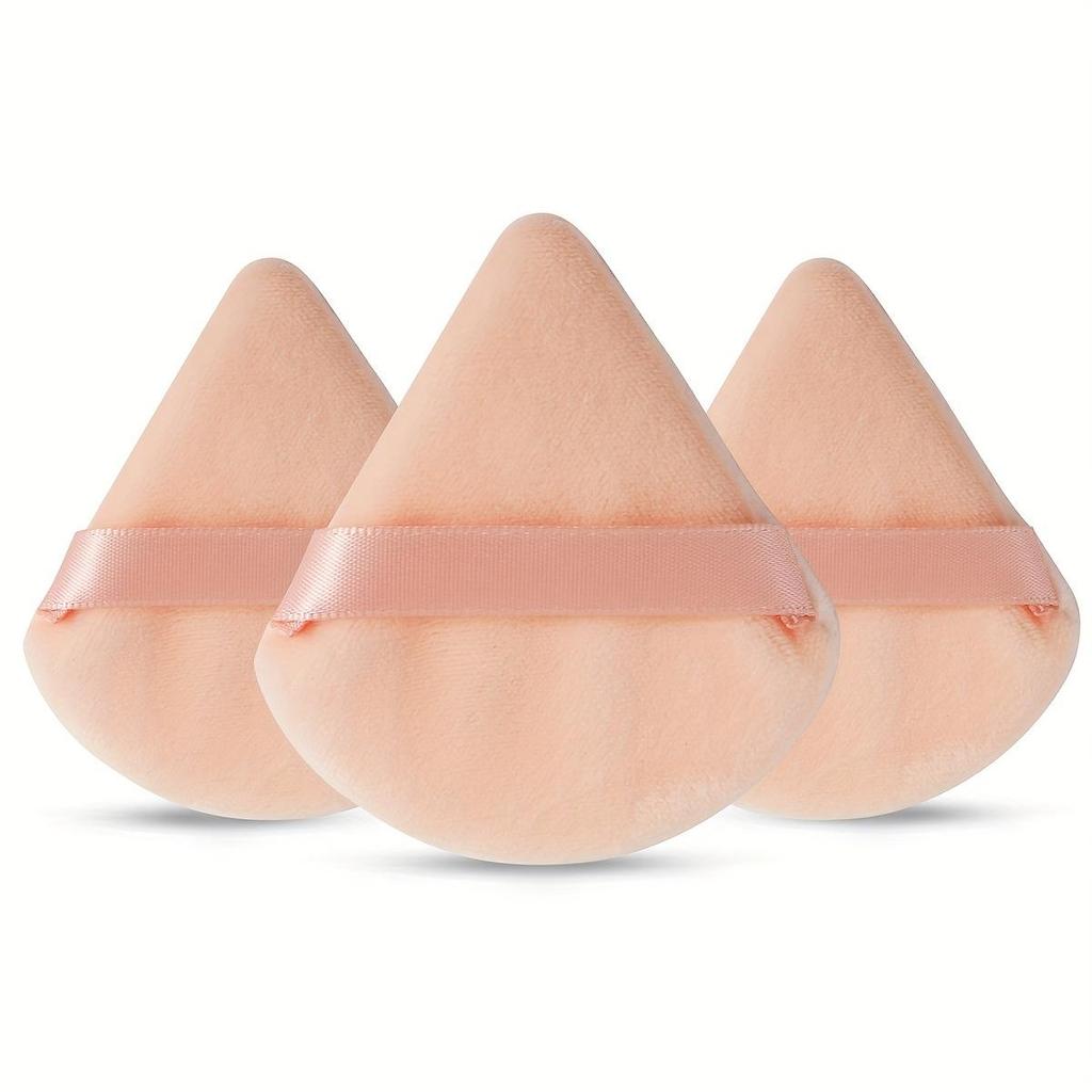 3pcs Triangular Powder Puff, Soft and Comfortable, Suitable for Loose Powder and Body Powder, Dry and Wet Dual-use, Makeup Tool, Beauty Tool