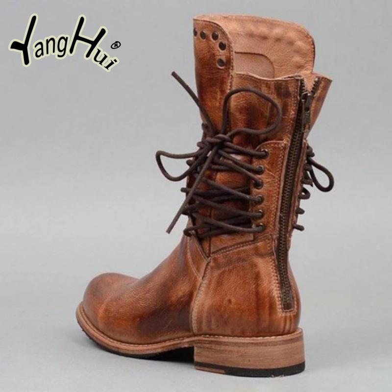 Móda 2024 Britský styl Podpatek Motorkářské boty Šněrování Zip Nepravidelné Nýty Doplňky Gotický styl Platformové boty pro ženy Zima