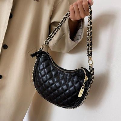 Reißverschluss Damentasche Frühling genähte Damentasche PU Diamond Crossbody Bag