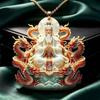 Carved Dragon Pendant Necklace Lotus Flower Lucky Amulet Dragon Pendant  Traditional Chinese