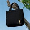 YSL Women's Canvas Shoulder Shopping Bag-Yves Saint Laurent-Environmentally Friendly Shopping Black Letter Print Tote