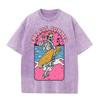 2026 Vintage Skeleton Surfer Endless Summer Graphic Black Acid Washed T Shirt Pink Beach Palm Tree Retro Cartoon Oversized Unise