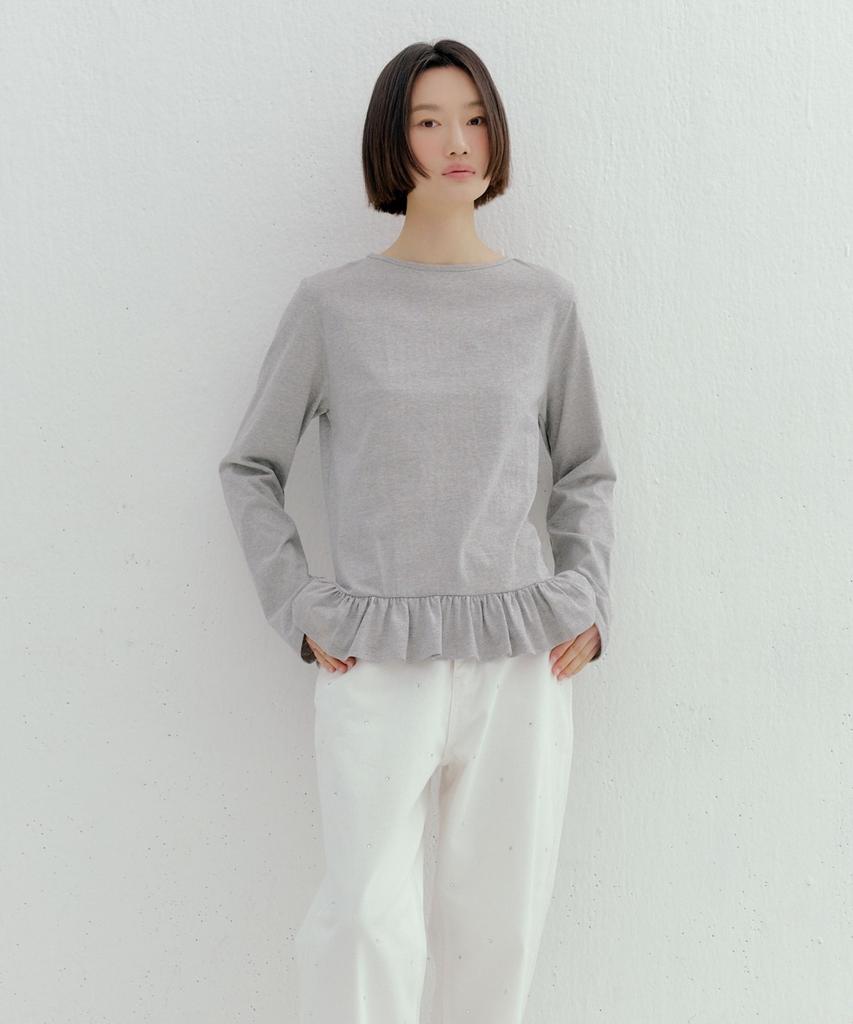 Okuka Layered Frill Top - Gray
