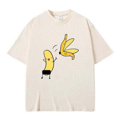 Banane Nackt Lustiges Meme T-Shirt Herren Damen Lässig Cartoon Humor T-Shirt Männlich Baumwolle Vintage Übergroß Kurzarm Druck T-Shirts