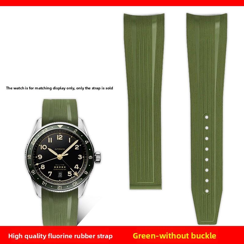 

NEW Fluororubber watch band 21mm 22mm curved end For Longines spirit watches L3.812/L3.820/821/L3.811/L3.802 watch strap for Men 21mm