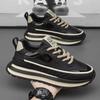 Vår herrskor nya andningsbara lädersneakers herrars trend mångsidiga platå vardagsskor herr