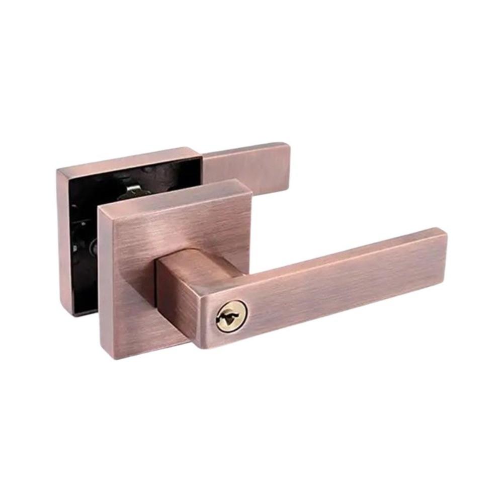 Square Three-pole Handle Lock Aluminum Zinc Zinc Alloy Interior Bedroom Burglar Lock Bathroom