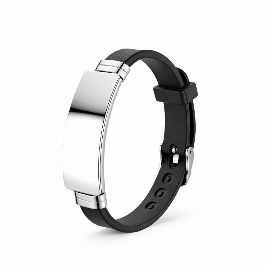 Europäisches & Amerikanisches Minimalistisches Geflochtenes Lederarmband mit Gravierbarer Edelstahlplatte