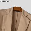 INCERUN Men Lapel Neck Long Sleeve Irregular Ruffled Layers Splits Casual Long Blazer