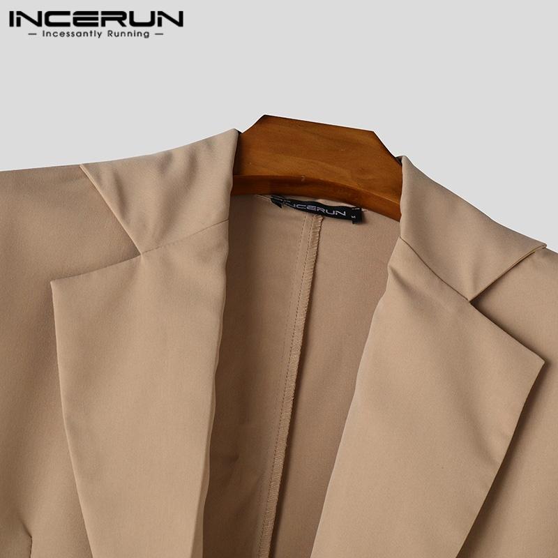 INCERUN Men Lapel Neck Long Sleeve Irregular Ruffled Layers Splits Casual Long Blazer