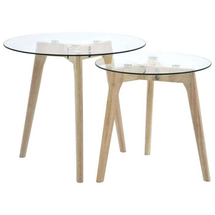 VidaXL Ensemble de tables d'appoint 2 pcs Verre trempé