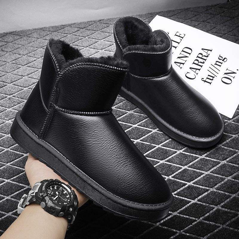 Winter Thickened Northeast Snow Boots Men's Waterproof and Non-slip Fur Integrated Bread Shoes Men's Velvet Warm Large Cotton Shoes