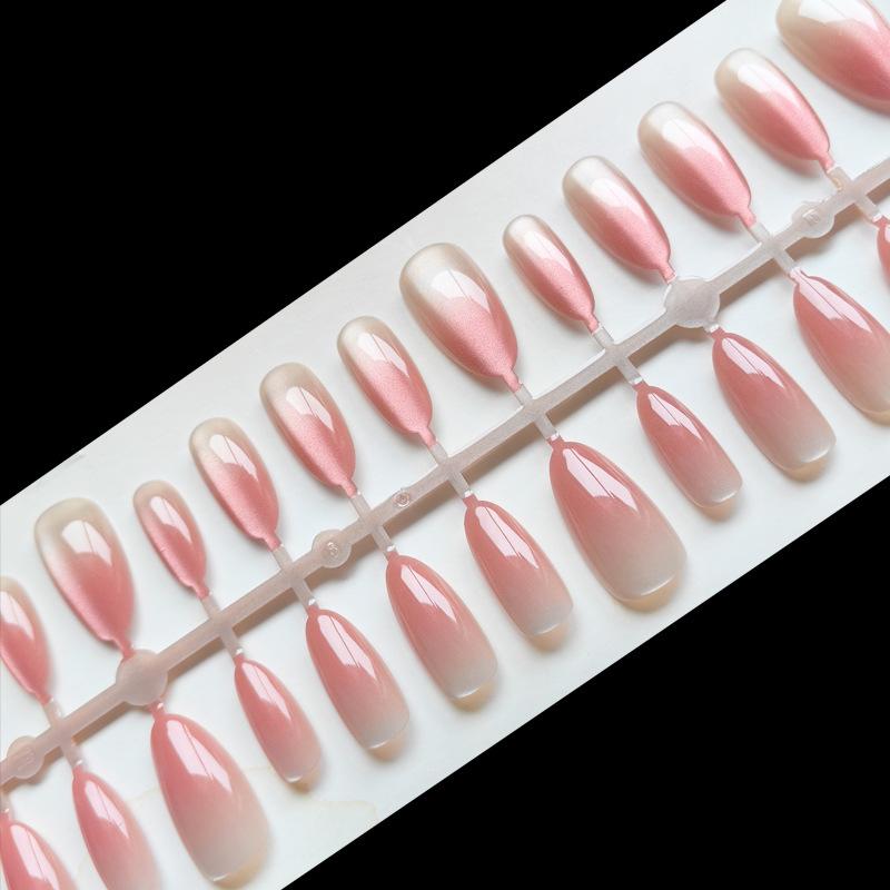 Handmade INS Pink Gradient Medium-Long Wearable Nail Tips for Students