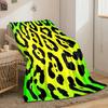 Bright green-yellow leopard print with irregular black spots. for all seasons blanket lunch break throw gift