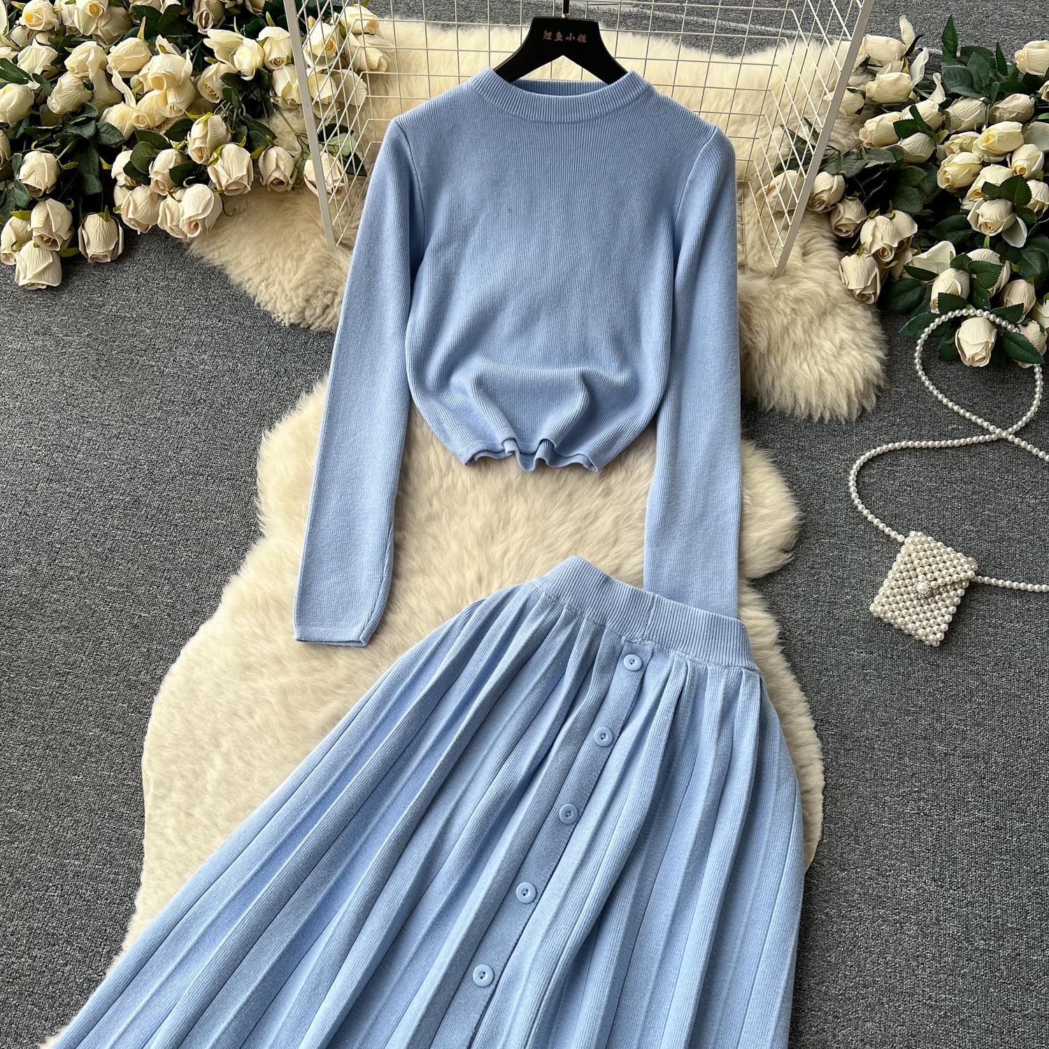 Высококачественный вязаный модный комплект в ленивом стиле — фото 19