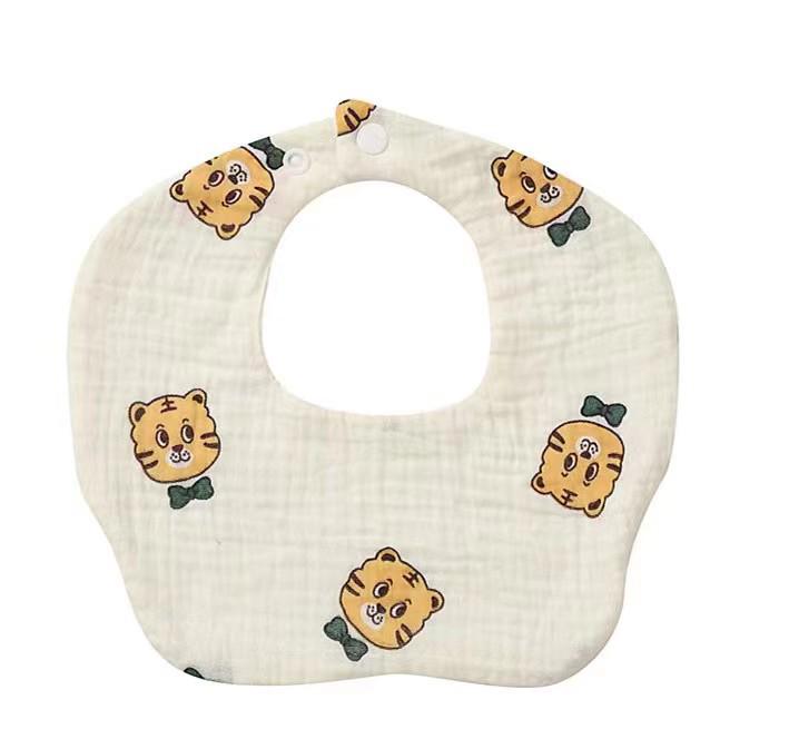 6-Layer Cotton Baby Bib - 360° Absorbent Gauze, Korean Style
