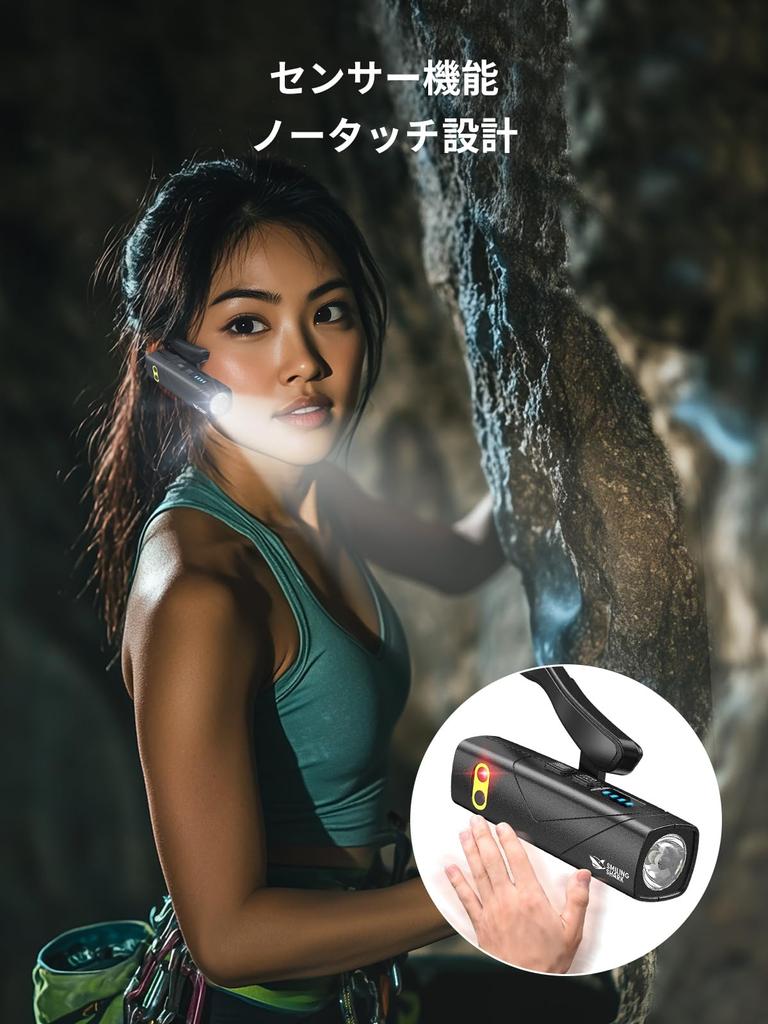 Smiling Shark Rechargeable LED Concept Headlamp with Sensor USB Rechargeable 5 Lighting Modes High Brightness Outdoor Headlamp Wide Angle Lighting