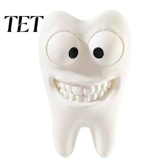 Bathroom Counter Organizer 3D Printed Smiling Tooth Toothbrush Holder, Funny Dental Desk Figurine, Small Sculpture Creative Shaped Storage Stand