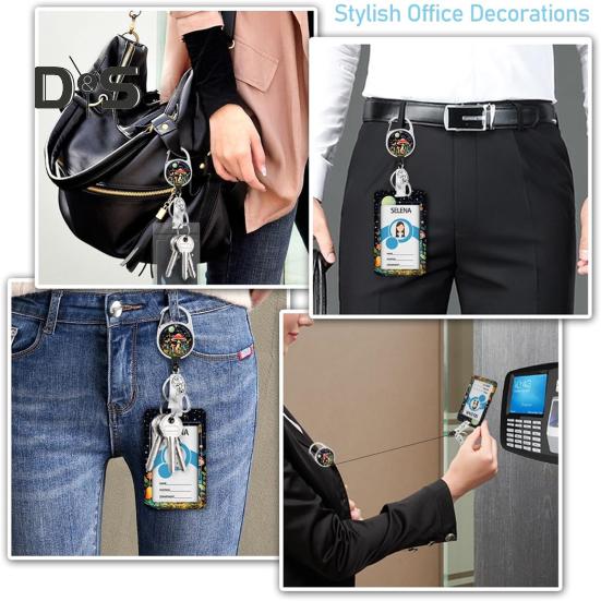 Identyfikator z smyczą, smycz dla nauczyciela z pionowym zwijaczem do identyfikatora i breloczkiem na klucze dla pielęgniarki, urzędnika, nauczyciela, personelu ochrony