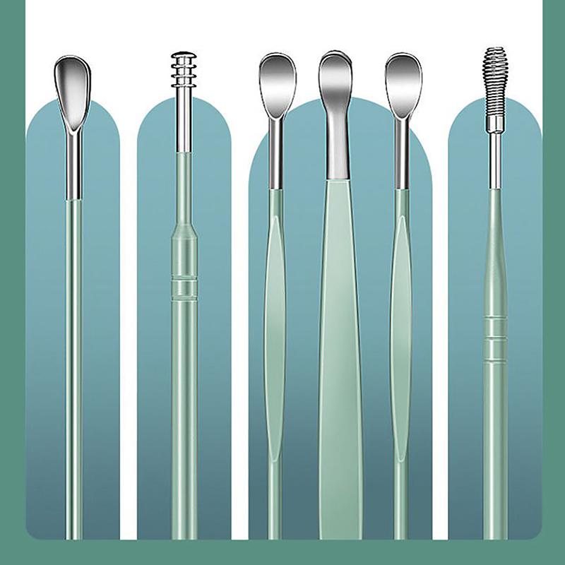6 Stück Ohrreiniger-Sets, Earpick-Sticks, Ohrenschmalzentferner, Earpick-Reinigung, Ohrreiniger-Löffel, Earpick-Schönheitszubehör-Sets, Werkzeuge