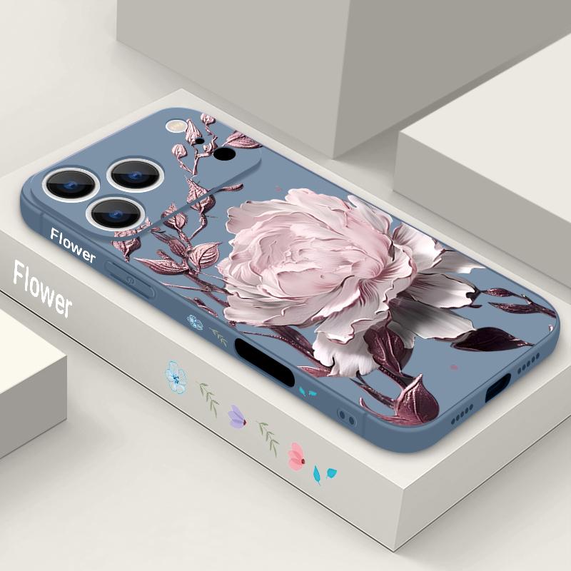 Colorful Flowers Pattern Lanyard Case For iPhone 17 Pro Max Funda iPhone 16 15 14 13 Pro Max 11 16E 17E Soft Silicone Cover