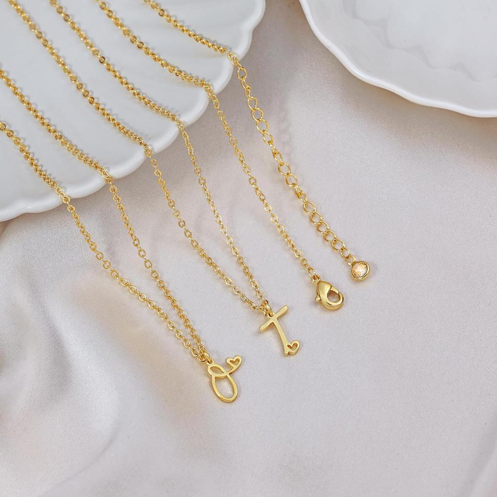 Tewiky raidės karoliai moterims - 14k paauksuoti subtilūs raidžių karoliai madingi mieli individualūs monogramos