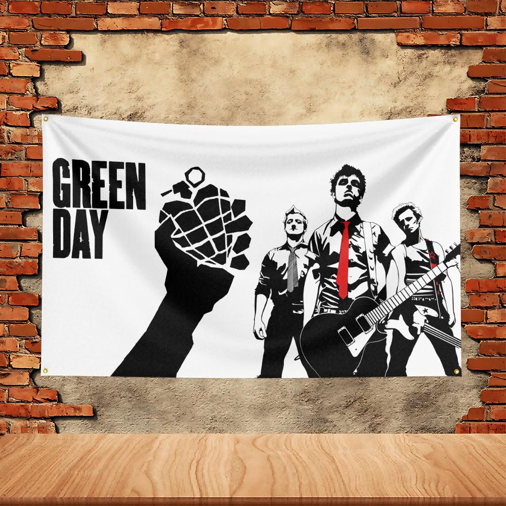 Green Day Band Party Flagge Polyester Bedruckte Fahne Banner Wandteppich für Garten Garage Dekoration Konzert Flagge