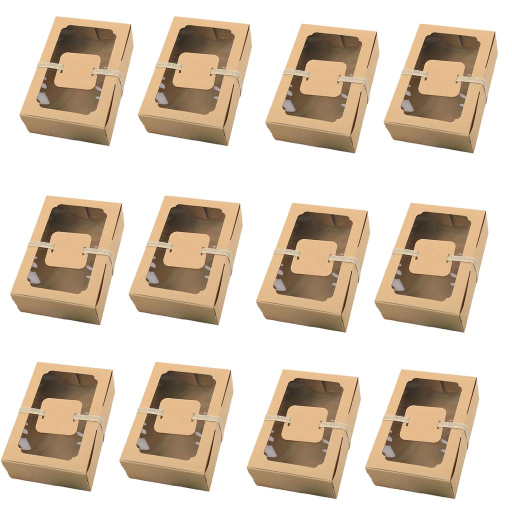 12PCS Large Paper Box with Clear Window Paper Bakery Box for Cake Candy Biscuits Cookies DIY Gifts Durable and Portable