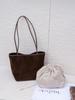 2025 Autumn/Winter Women's Genuine Leather Suede Tote - Large Capacity Bucket Bag