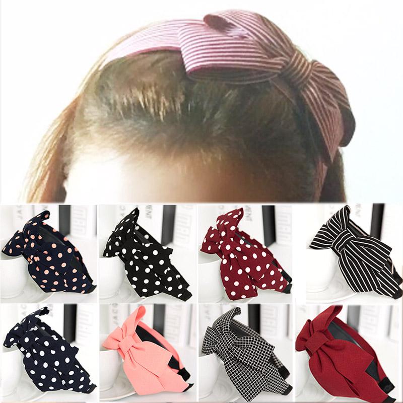 

1 шт. женские широкие противоскользящие обручи для волос с большим бантом в горошек, милые повязки на голову, аксессуары для волос
