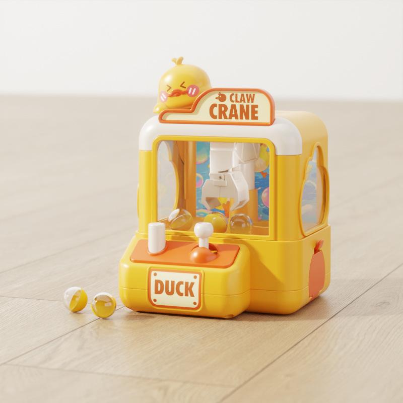 

1 Набор Мультяшная игра с захватом мяча «Утка» для малышей, детей, Мини-игрушка-автомат с когтем, Веселый кран с когтем для конфет с простым управлением