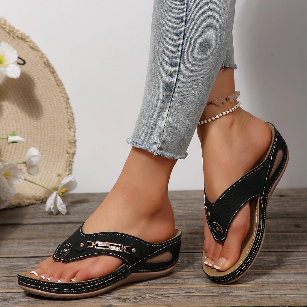 Infradito Retro da Donna con Supporto per l'Arco Plantare - Comodi Sandali Estivi a Infradito Slip-On