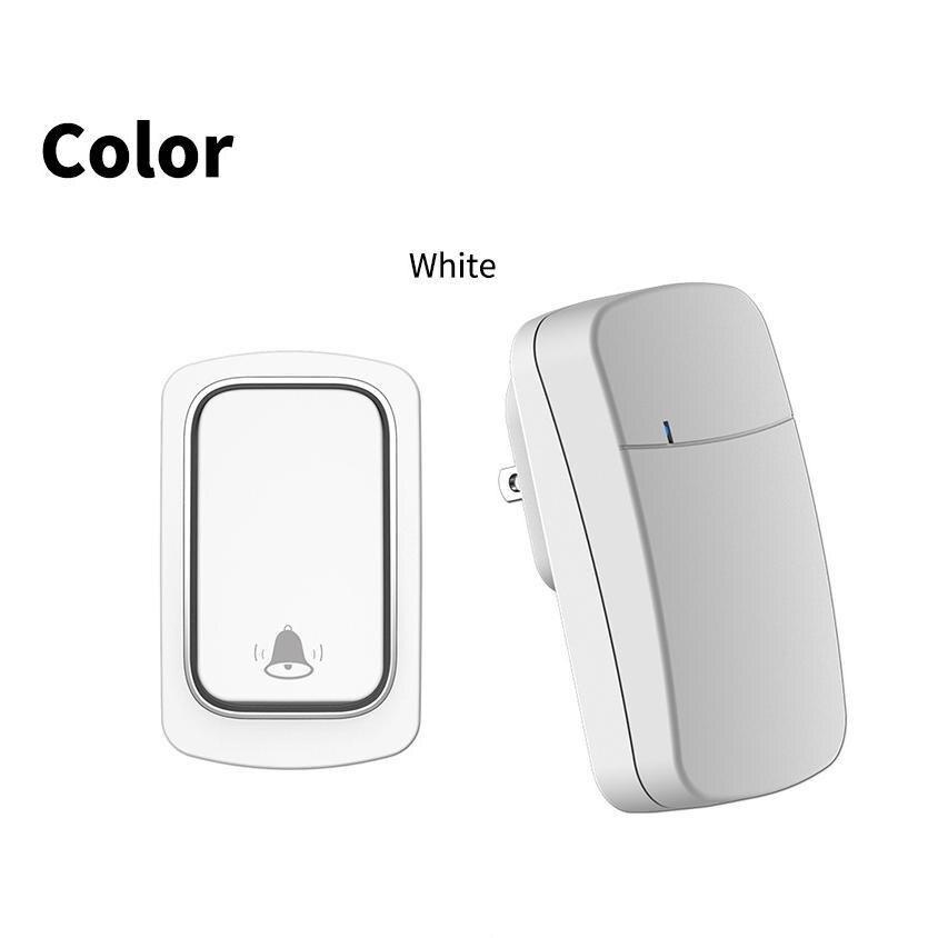 Campainha eletrônica doméstica sem fio, autogerada, nível IP44, à prova d'água, sem plugue, sem bateria, pequena campainha remota branca