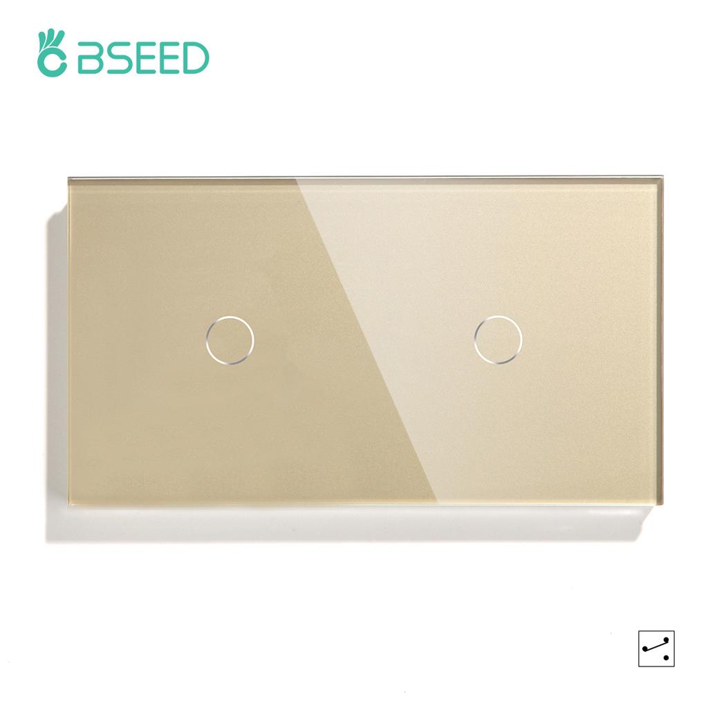 BSEED 1/2/3Gang Touch Light Switches 1/2/3Way Pass Through For Stairs Plus Wall Power Sockets USB Type-c Ports 2.1A EU Standard