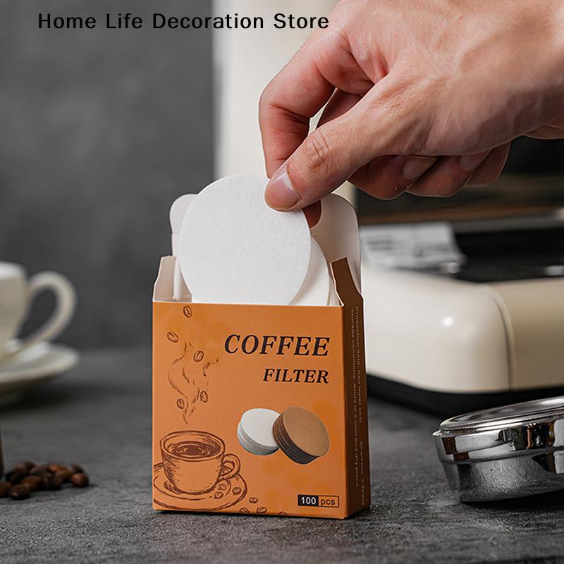 100pcs Espressos White Filter Papers 54/56/60/62/64/68mm Replacement Coffee Paper Round Coffee Filter Papers for Espressos Maker