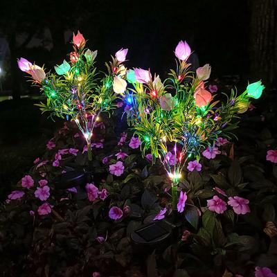 Luz solar de jardim 42LED Flores artificiais de árvore Luzes à prova d'água Jardim ao ar livre Paisagem Caminho Quintal Gramado Decoração Iluminação
