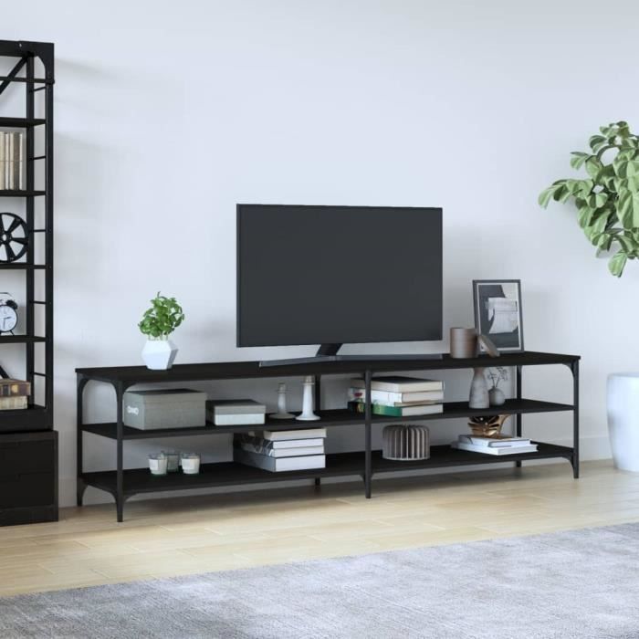 VidaXL Meuble TV noir 200x30x50 cm bois d'ingénierie et métal 826759