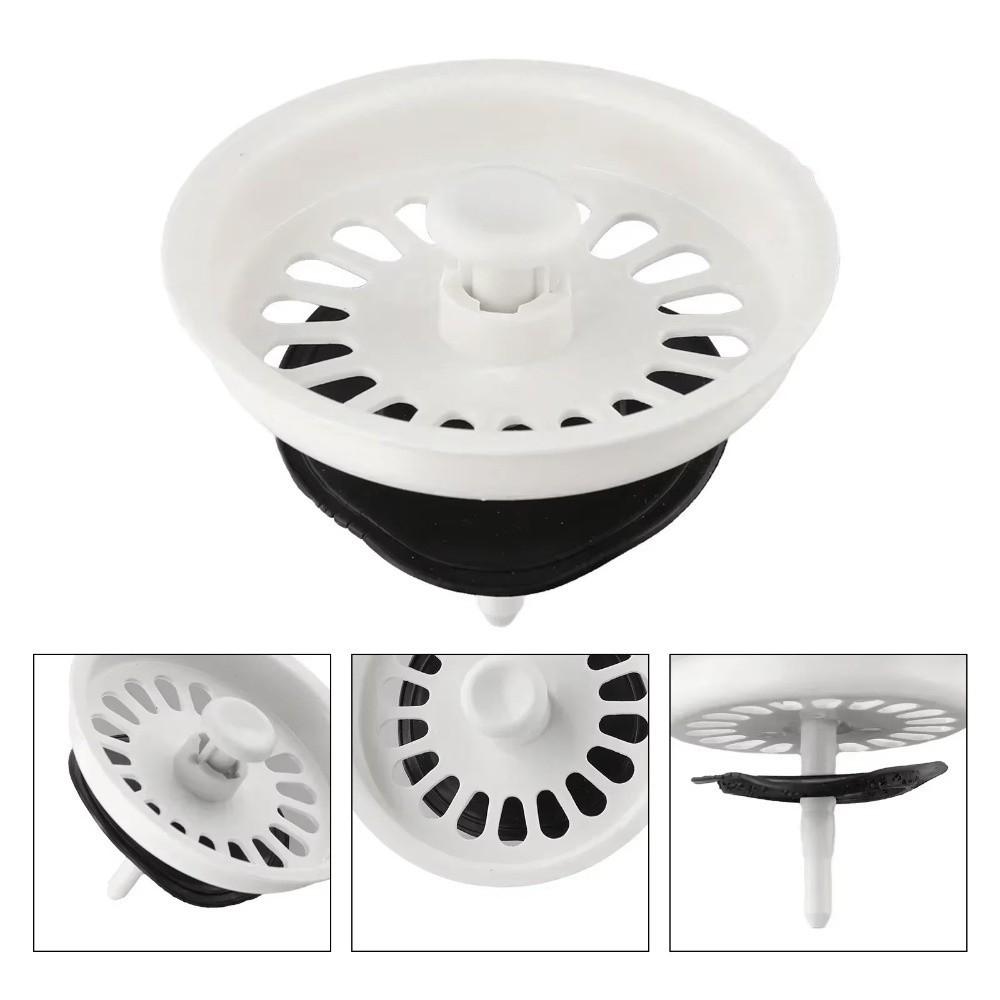Tappo Filtro Bianco in Plastica per Lavandino Rete Fine Scarico Acqua Lavabo Filtro Scarico Cucina Tappo Lavabo