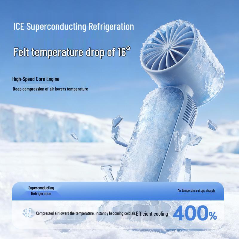 Portable High-Speed Mini Cooling Fan with Long-Lasting Ice Compress and Convenient Handheld Design