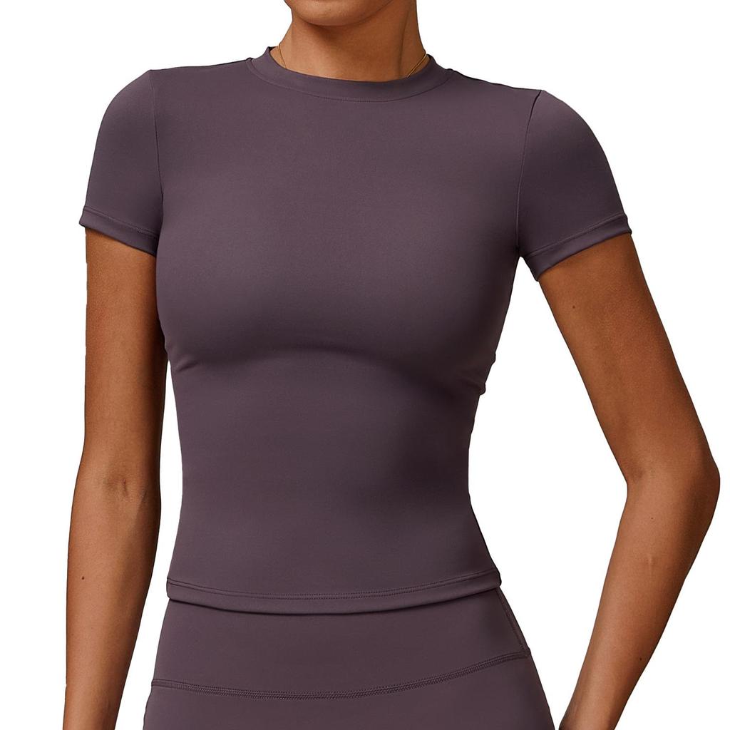 Kundenspezifisches Schnelltrocknendes Yoga-T-Shirt, Kurzarm-Fitness-Top für Damen - Outdoor-Laufen & Sport-Stil 8455